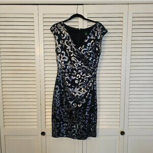 💚Ralph Lauren Navy and Silver Sequin Cocktail dress